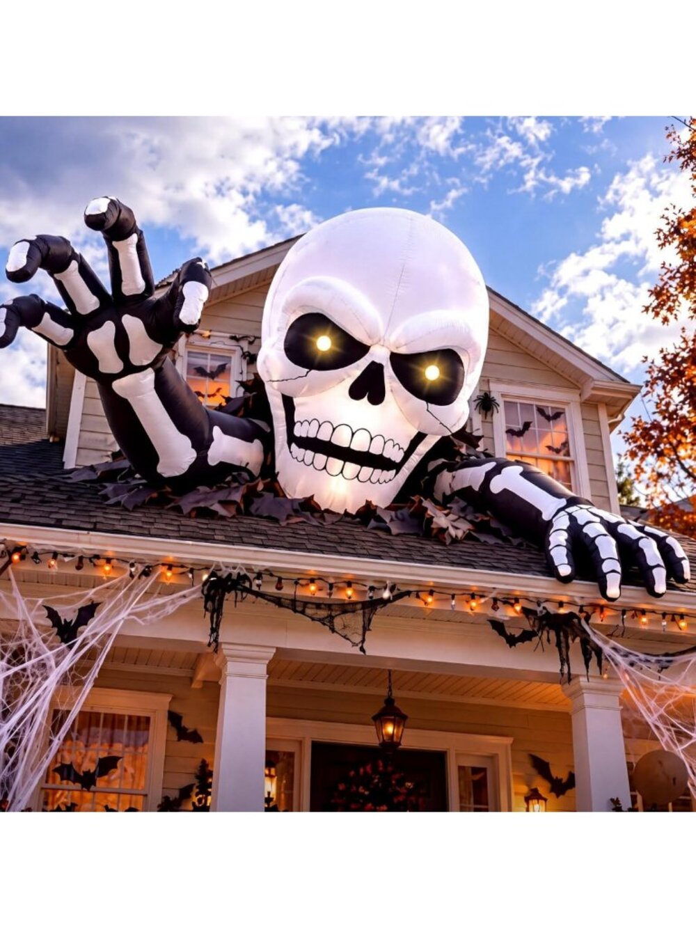 Giant Halloween Inflatable Skeletons with LED Lights - 3 Piece Outdoor Decor